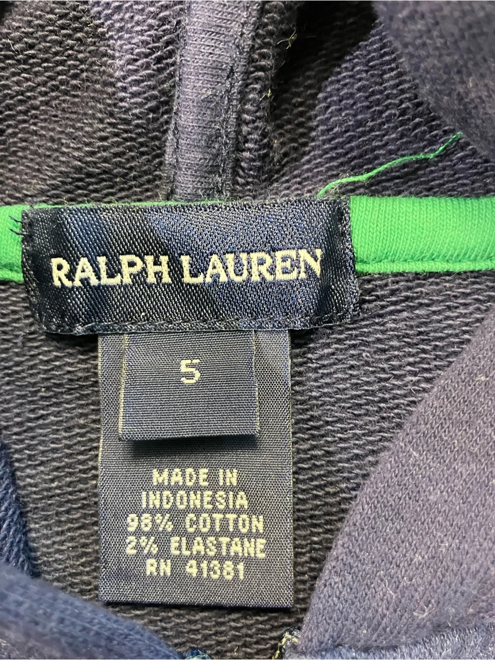 Ralph Lauren Girls Navy Hooded Zip-Up Sweatshirt with Pink Pony
